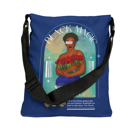 GIVE ME MY FLOWERS Adjustable Tote Bag {BLUE}